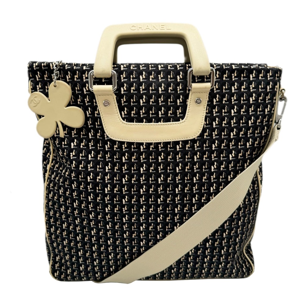 CHANEL Tote Bag Clover Charm Canvas